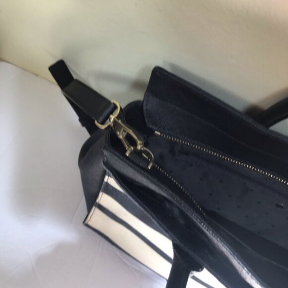 Kate Spade CAMERON Street Stripe Candace Satchel Tote Crossbody Canvas Leather - Picture 9 of 16